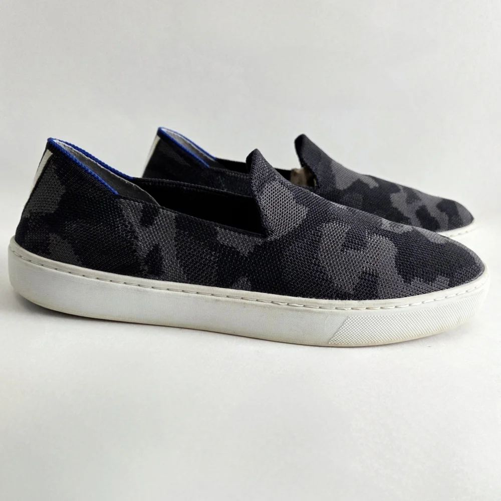 Rothy's Camo Pattern Slip-On Sneakers, Gray & Black  Size 9